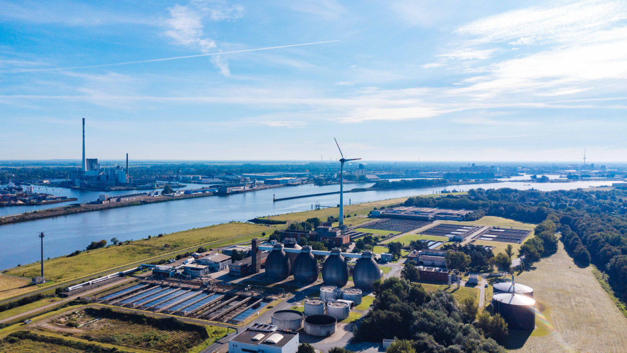 Kläranlage Seehausen 2024 aus der Vogelperspektive
