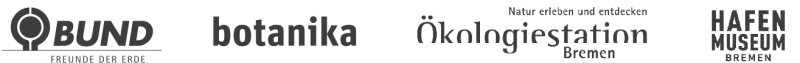 Logos der Partner BUND, botanika, Ökologiestation, Hafen Museum